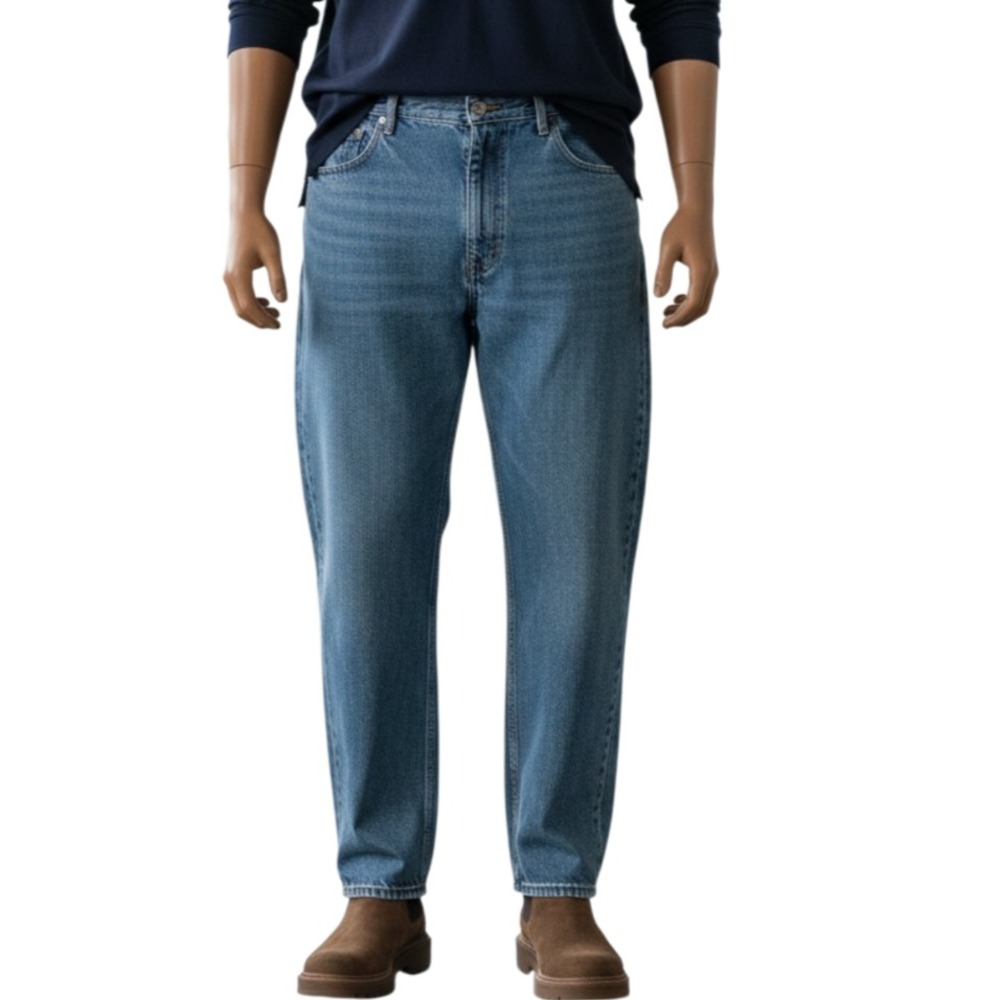 Eddie Bauer Men's 48x30 Jeans Loose Fit Straight Leg Medium Wash Premium Denim